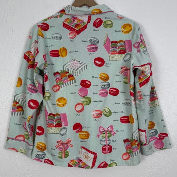 Nick & Nora Macaron Cotton Flannel Pajama Set Size Small - Picture 3 of 7